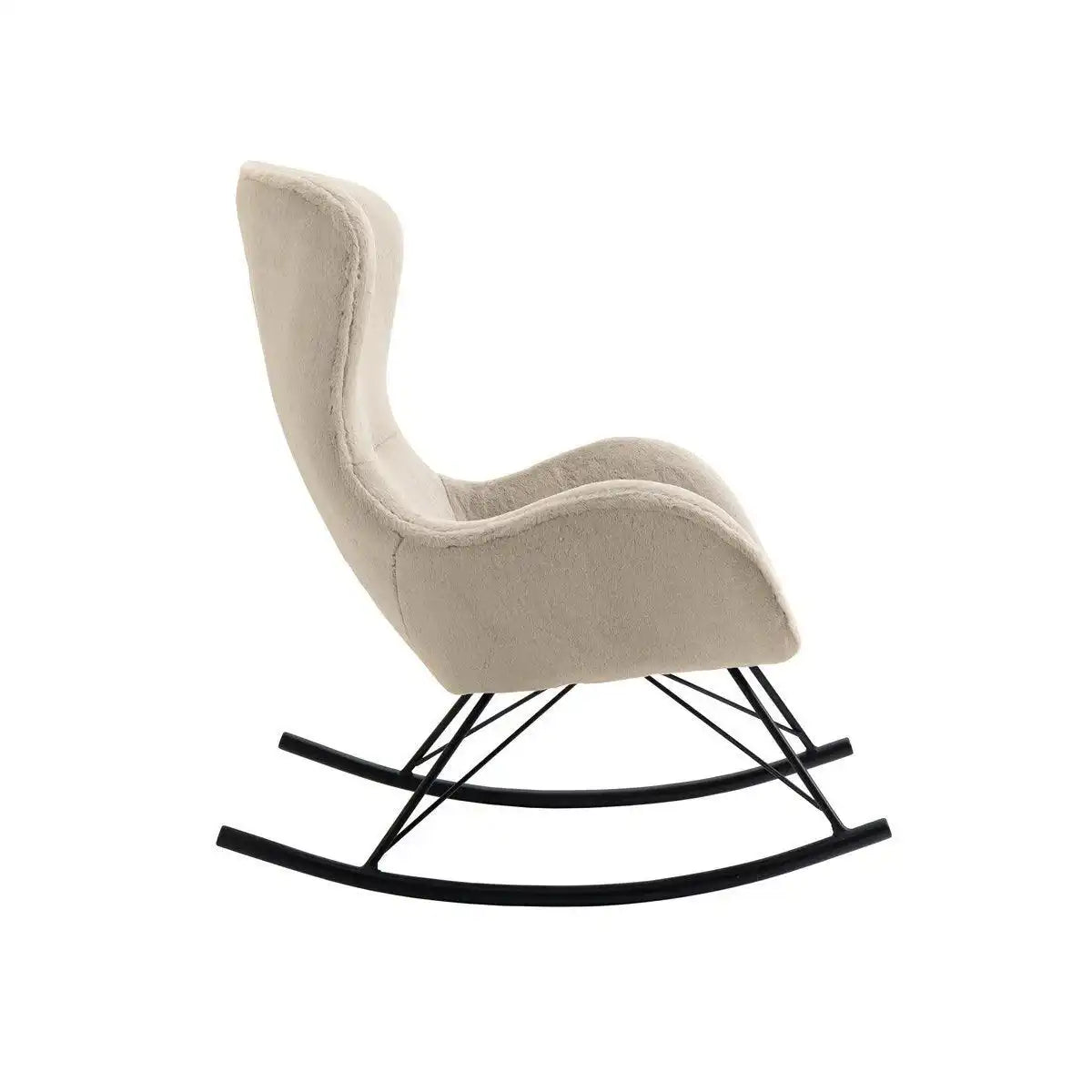 Schaukelstuhl in Lammfelloptik Beige - HomeDesign Knaus