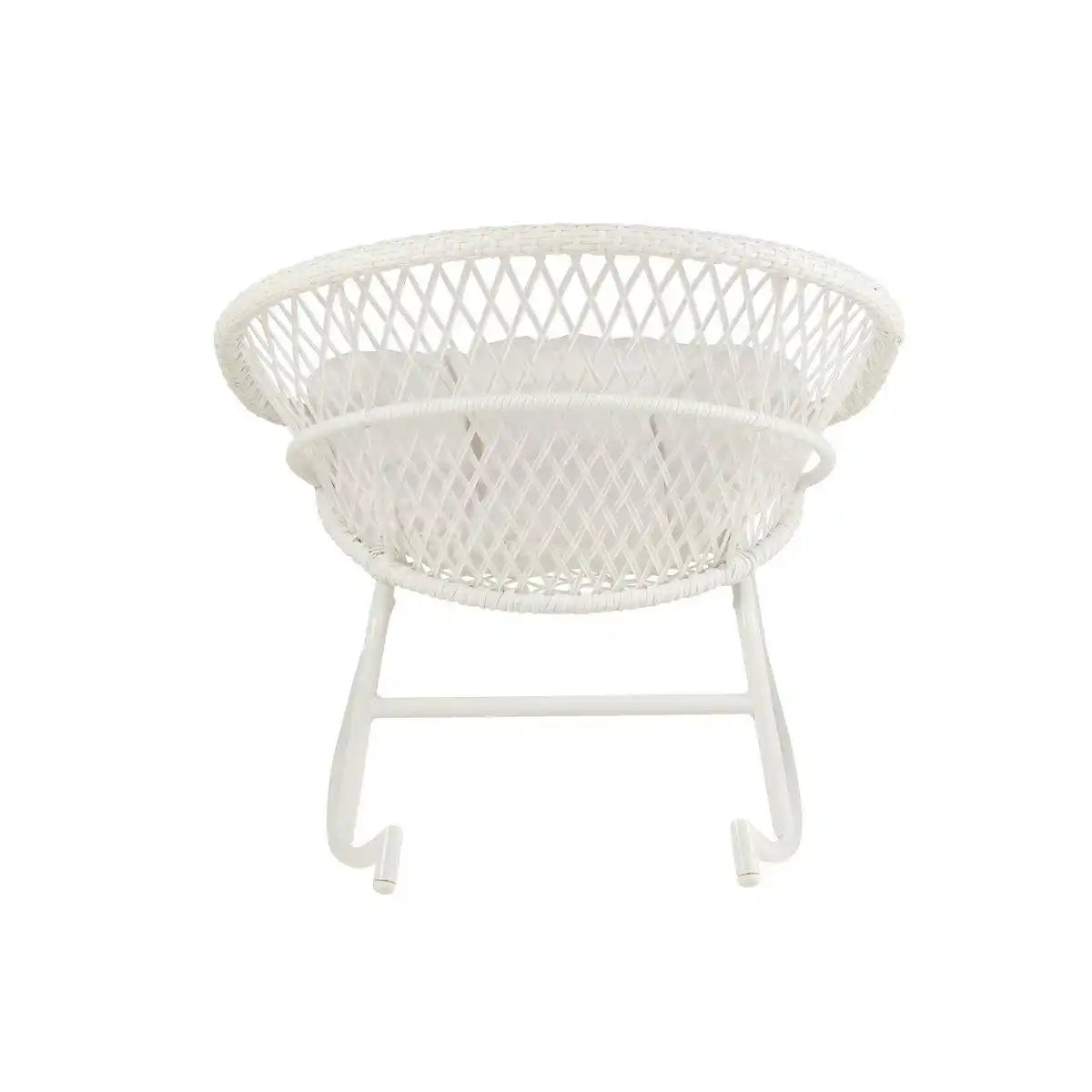 Schaukelstuhl + Kissen Zayo – Metall/Korb – Weiß - HomeDesign Knaus