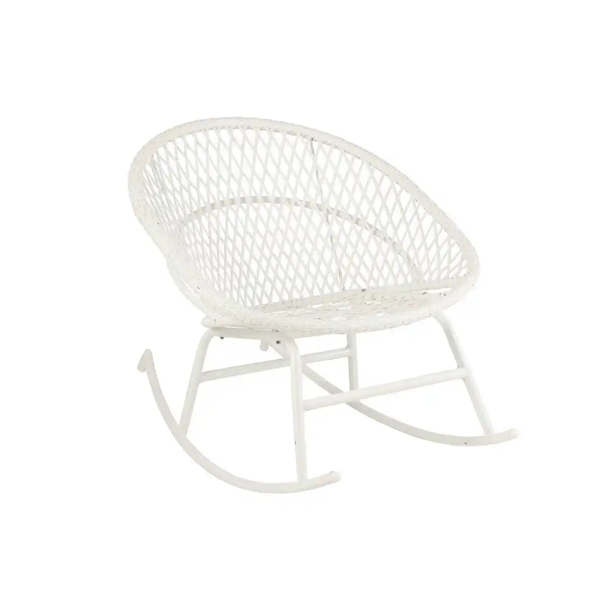 Schaukelstuhl + Kissen Zayo – Metall/Korb – Weiß - HomeDesign Knaus