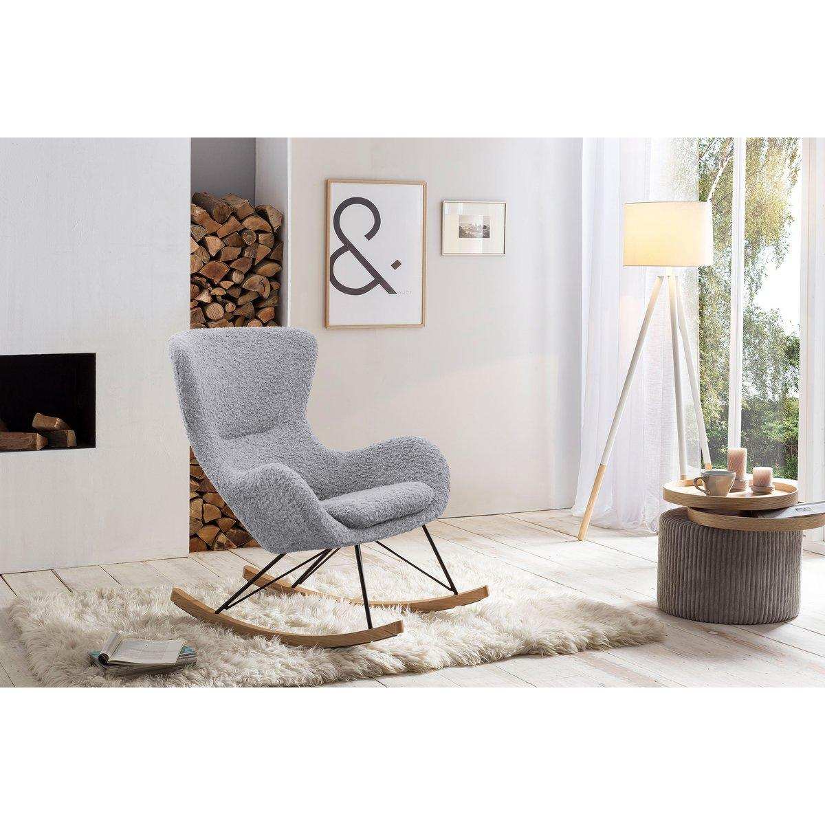 Schaukelstuhl Teddyfell Hellgrau - HomeDesign Knaus