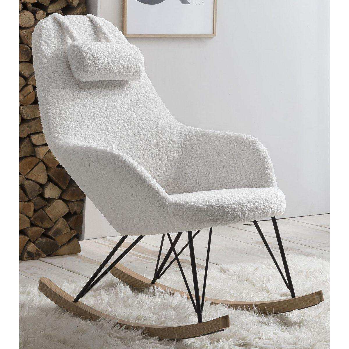 Schaukelstuhl Teddyfell weiß - HomeDesign Knaus