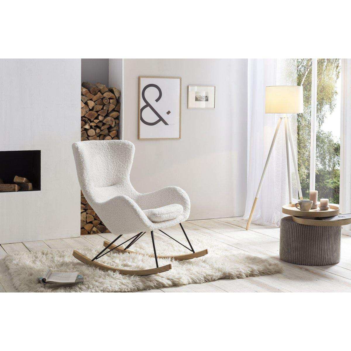 Schaukelstuhl Teddyfell weiß - HomeDesign Knaus