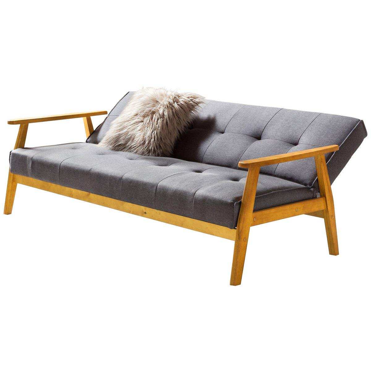 Schlafsofa 190x85x81 cm dunkelgrau Webstoff - HomeDesign Knaus