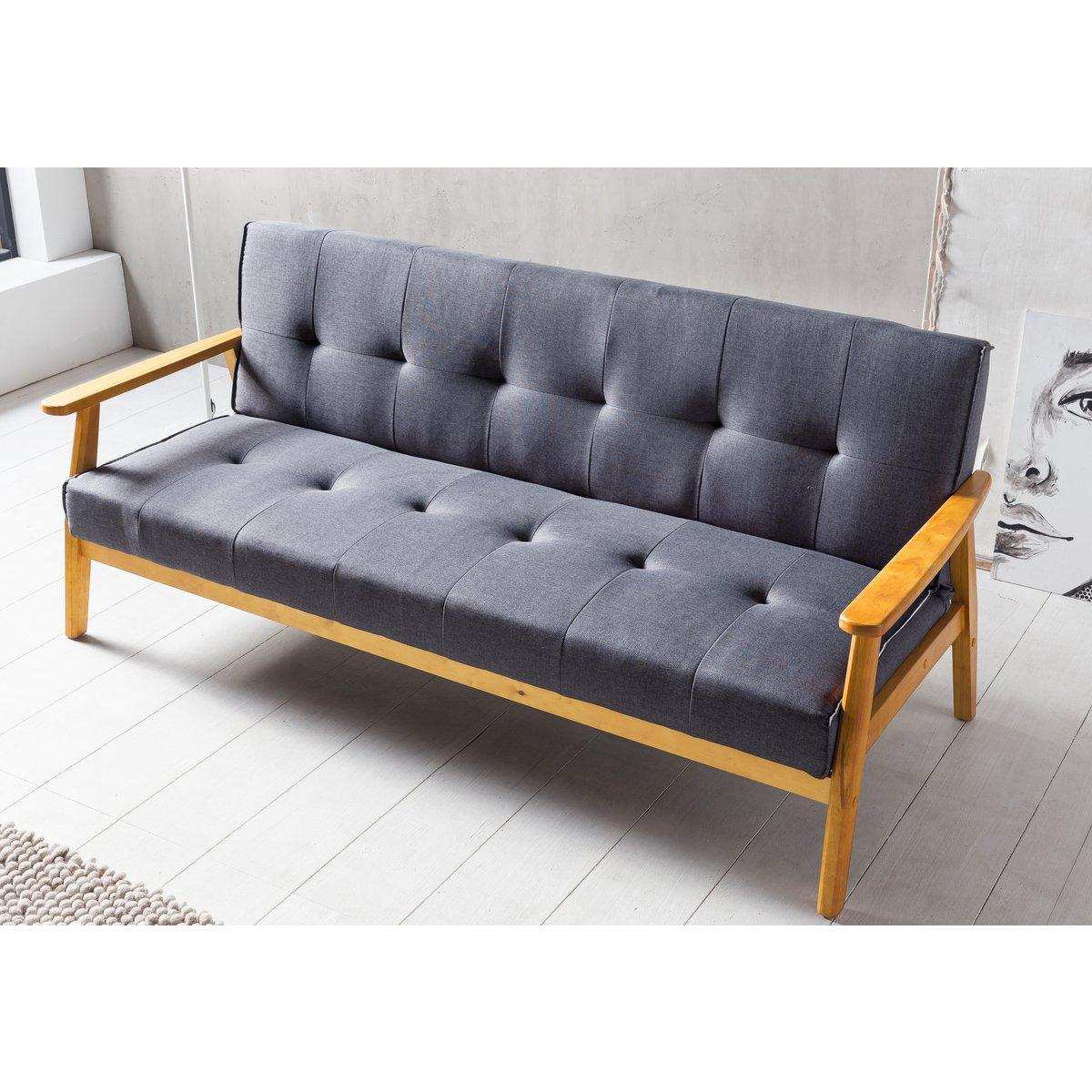 Schlafsofa 190x85x81 cm dunkelgrau Webstoff - HomeDesign Knaus