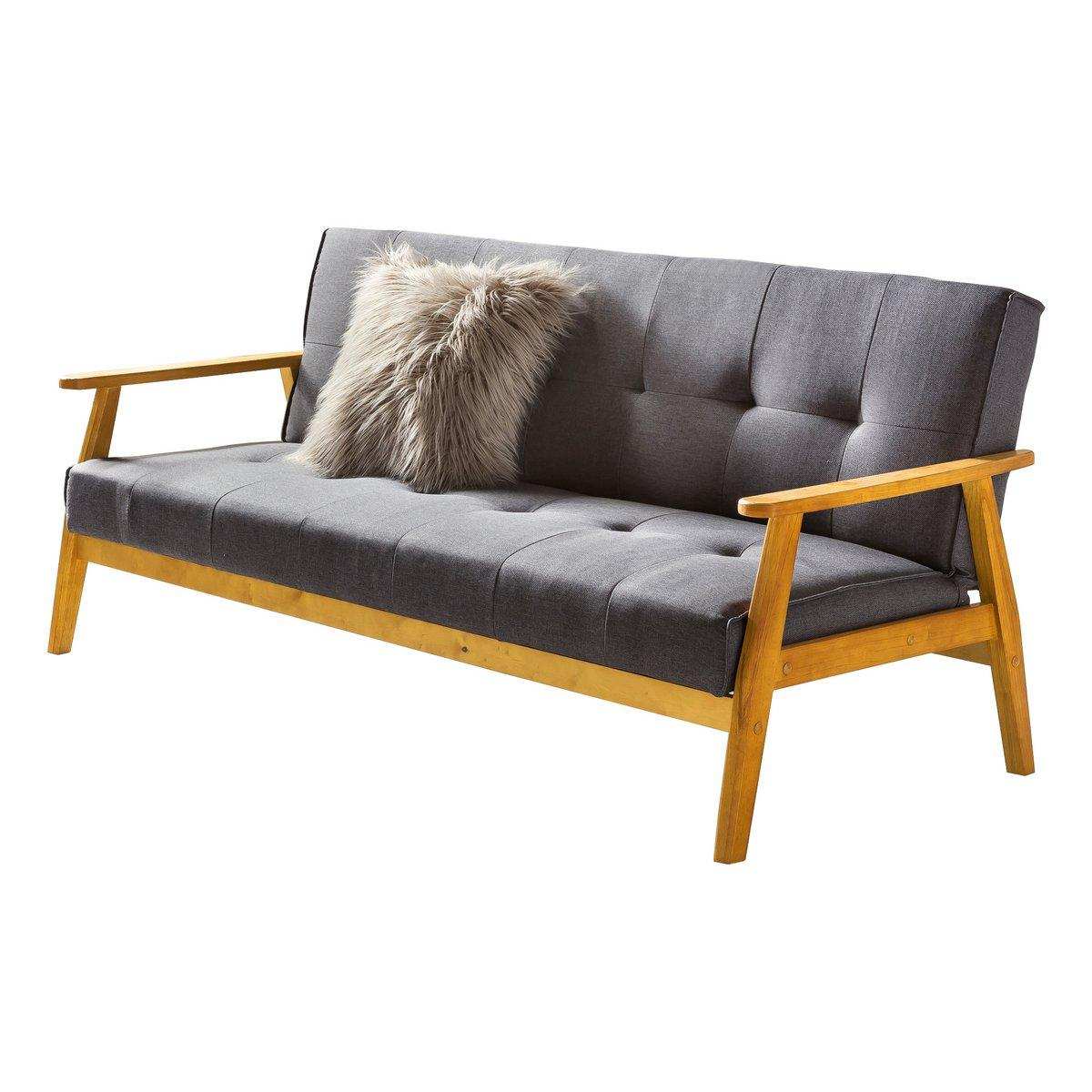 Schlafsofa 190x85x81 cm dunkelgrau Webstoff - HomeDesign Knaus
