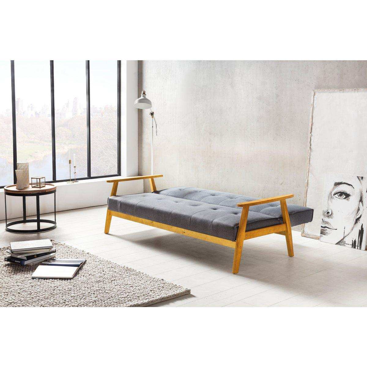 Schlafsofa 190x85x81 cm dunkelgrau Webstoff - HomeDesign Knaus