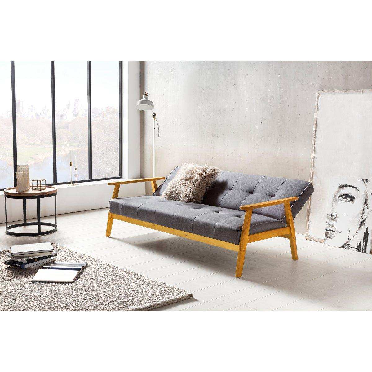 Schlafsofa 190x85x81 cm dunkelgrau Webstoff - HomeDesign Knaus