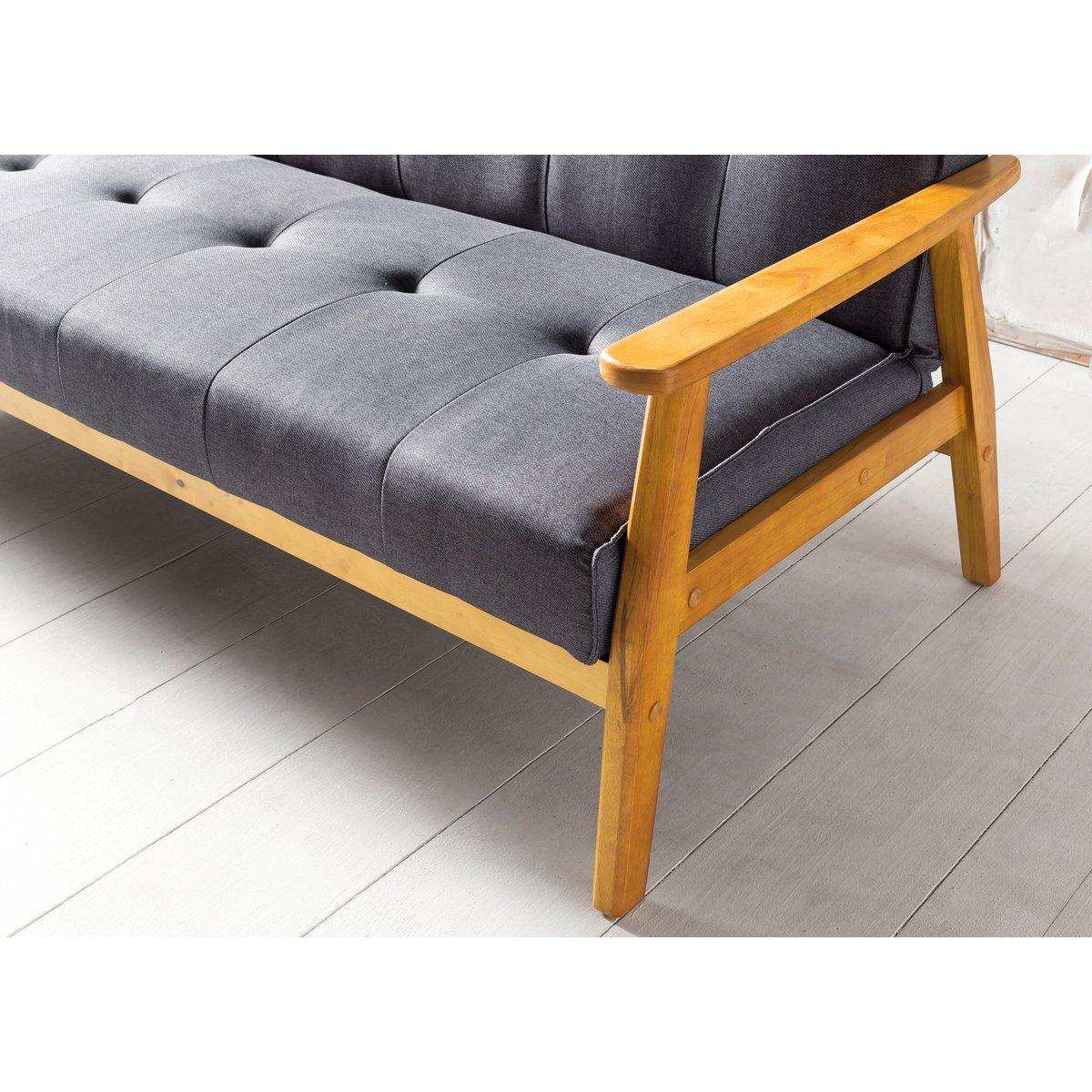 Schlafsofa 190x85x81 cm dunkelgrau Webstoff - HomeDesign Knaus