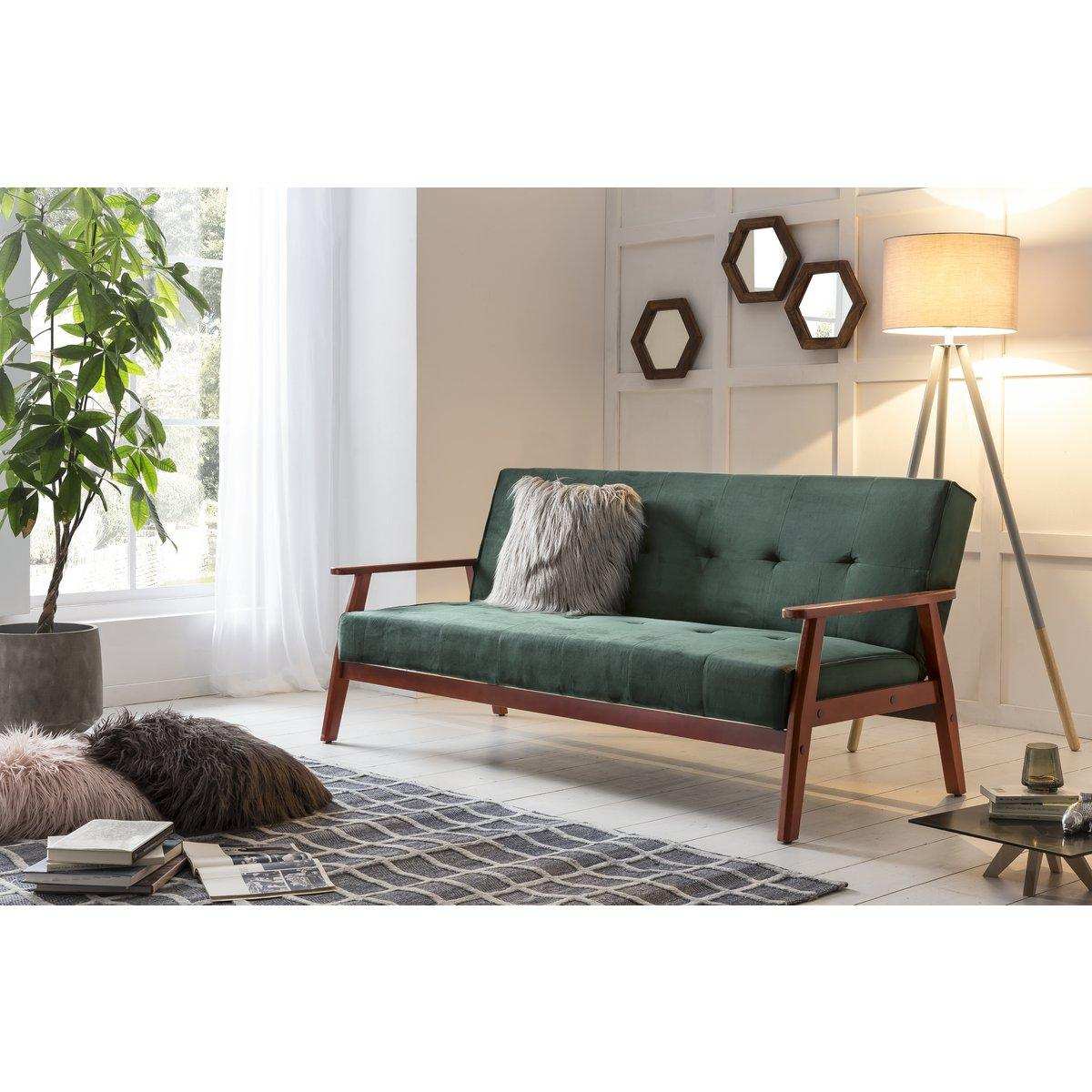 Schlafsofa skandinavisch Samt tannengrün - HomeDesign Knaus