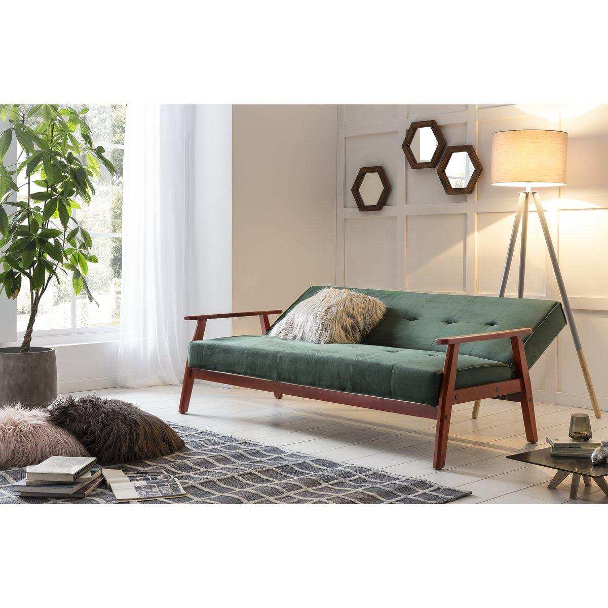 Schlafsofa skandinavisch Samt tannengrün - HomeDesign Knaus