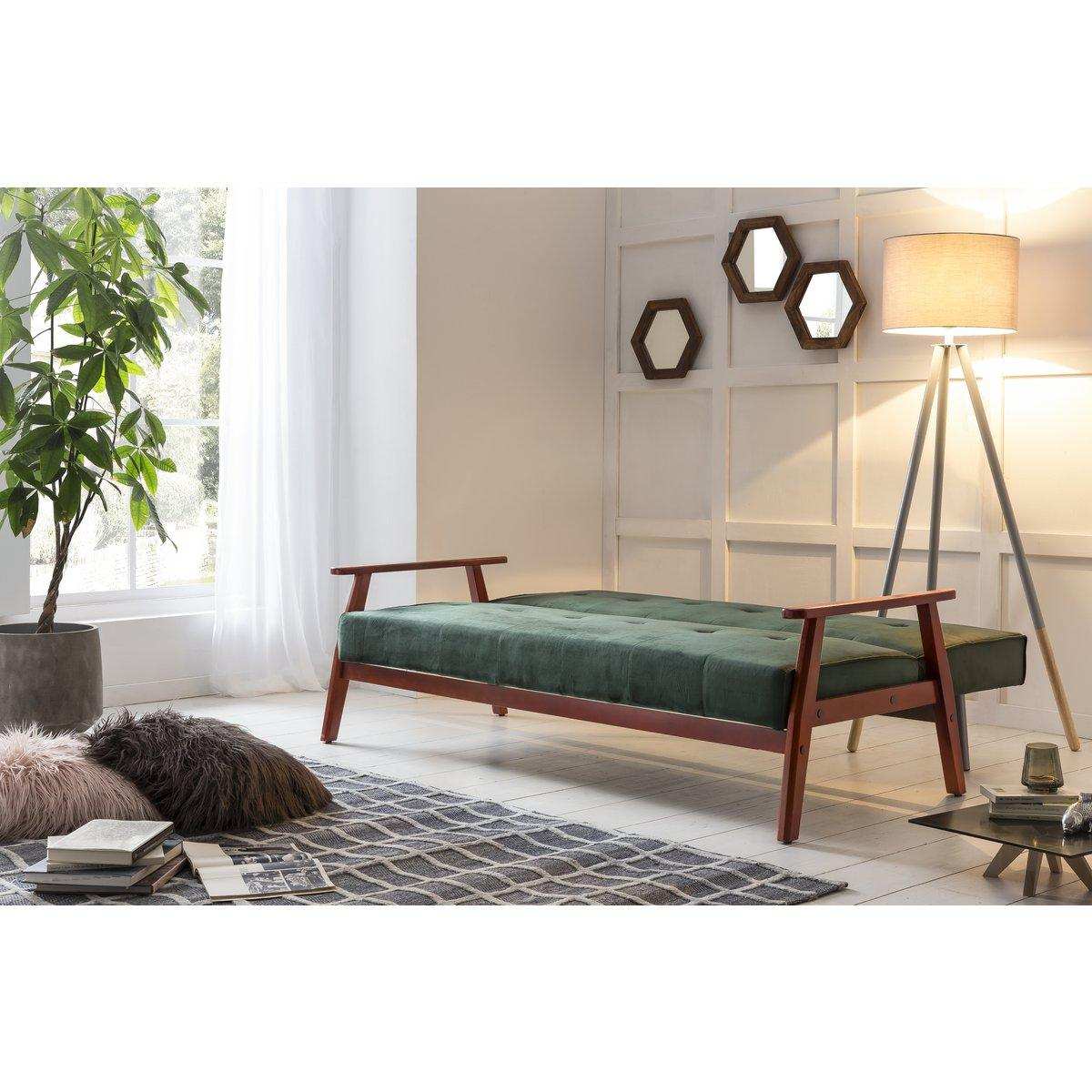 Schlafsofa skandinavisch Samt tannengrün - HomeDesign Knaus
