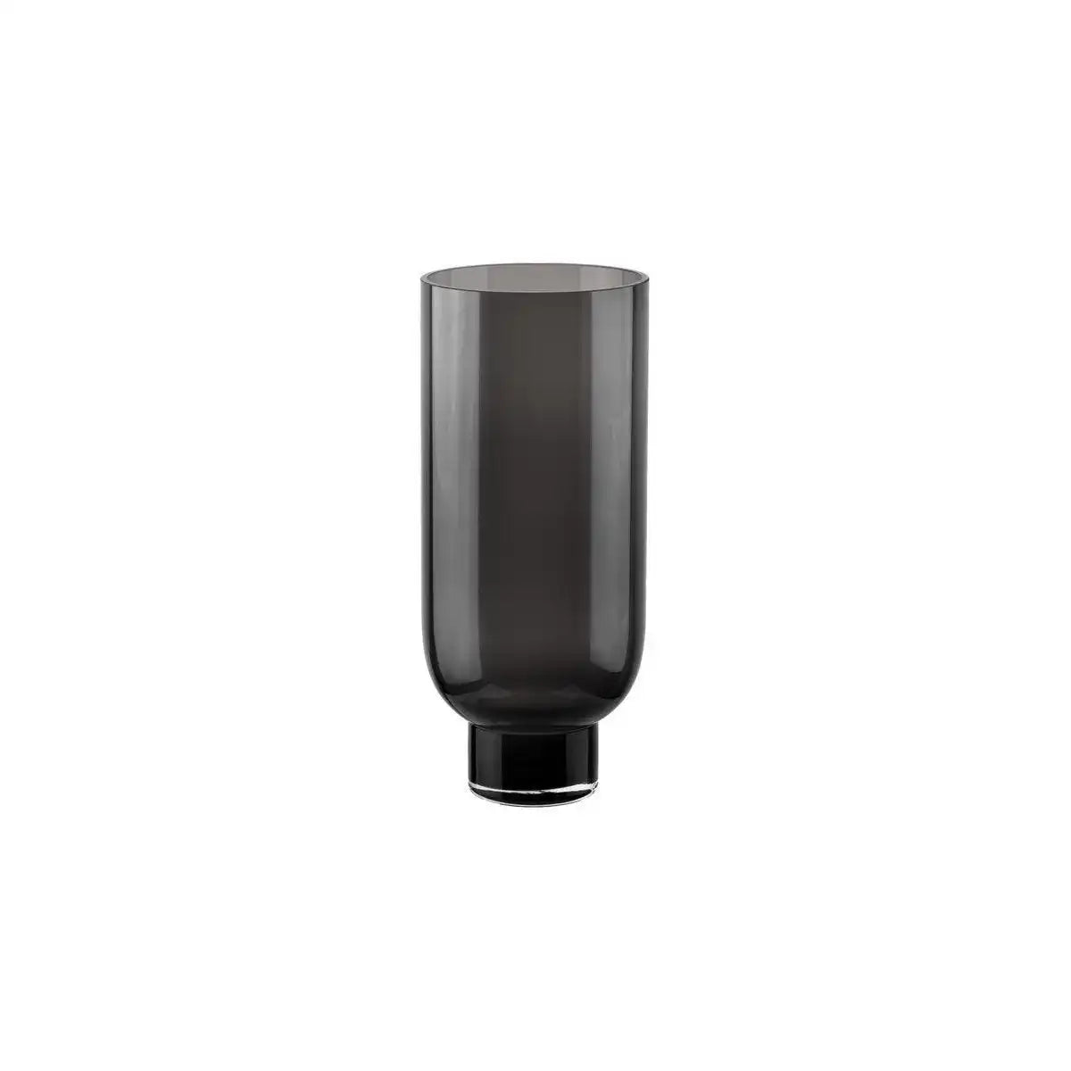 Schlichte moderne Glasvase, zylindrische Form auf elegantem Sockel, dunkelgrau, OMAHA14GR - HomeDesign Knaus