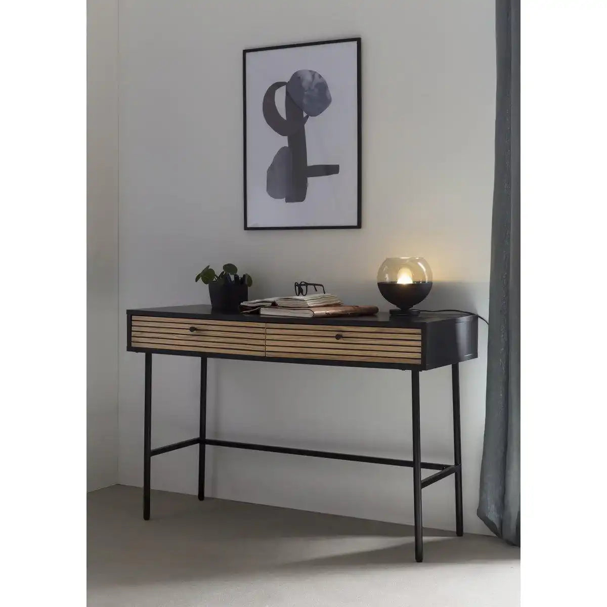 Schreibtisch Schwarz/Eiche Echtholzfurnier - HomeDesign Knaus