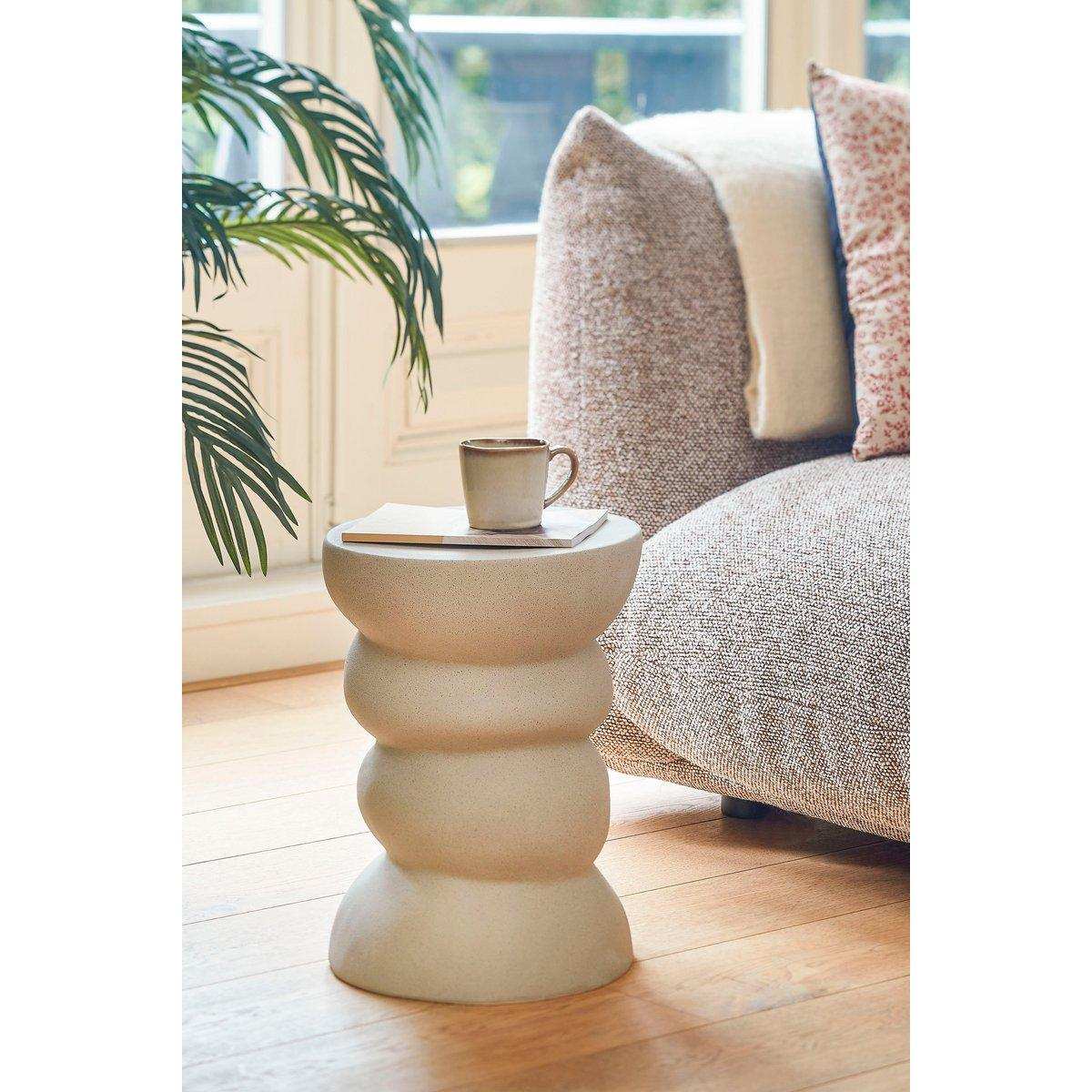 Screw Beistelltisch – L29 x B29 x H41 cm – Keramik – Beige - HomeDesign Knaus