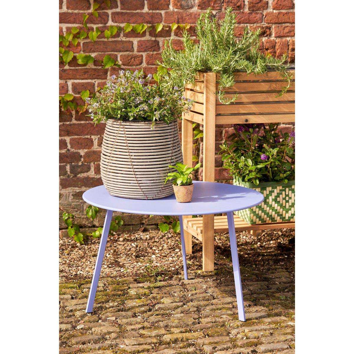 Seattle Outdoor-Beistelltisch – H38 x Ø58 cm – Metall – Lila - HomeDesign Knaus