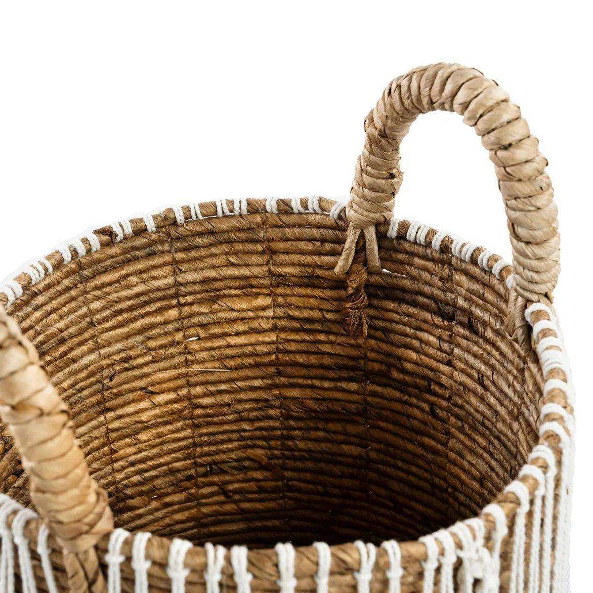 Seegras Aufbewahrungskorb Natur Wäschekorb Makramee 40 cm - HomeDesign Knaus