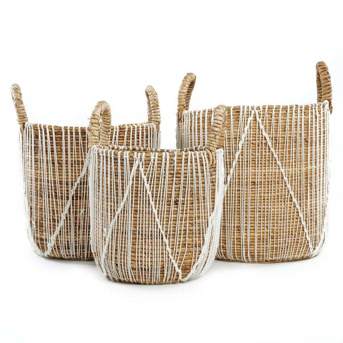 Seegras Aufbewahrungskorb Natur Wäschekorb Makramee 40 cm - HomeDesign Knaus