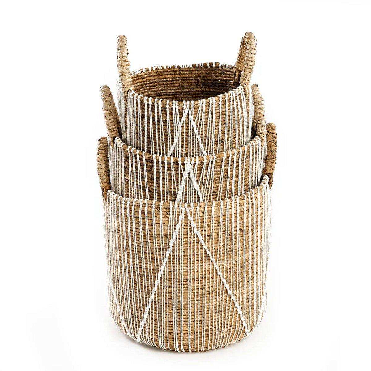 Seegras Aufbewahrungskorb Natur Wäschekorb Makramee 40 cm - HomeDesign Knaus