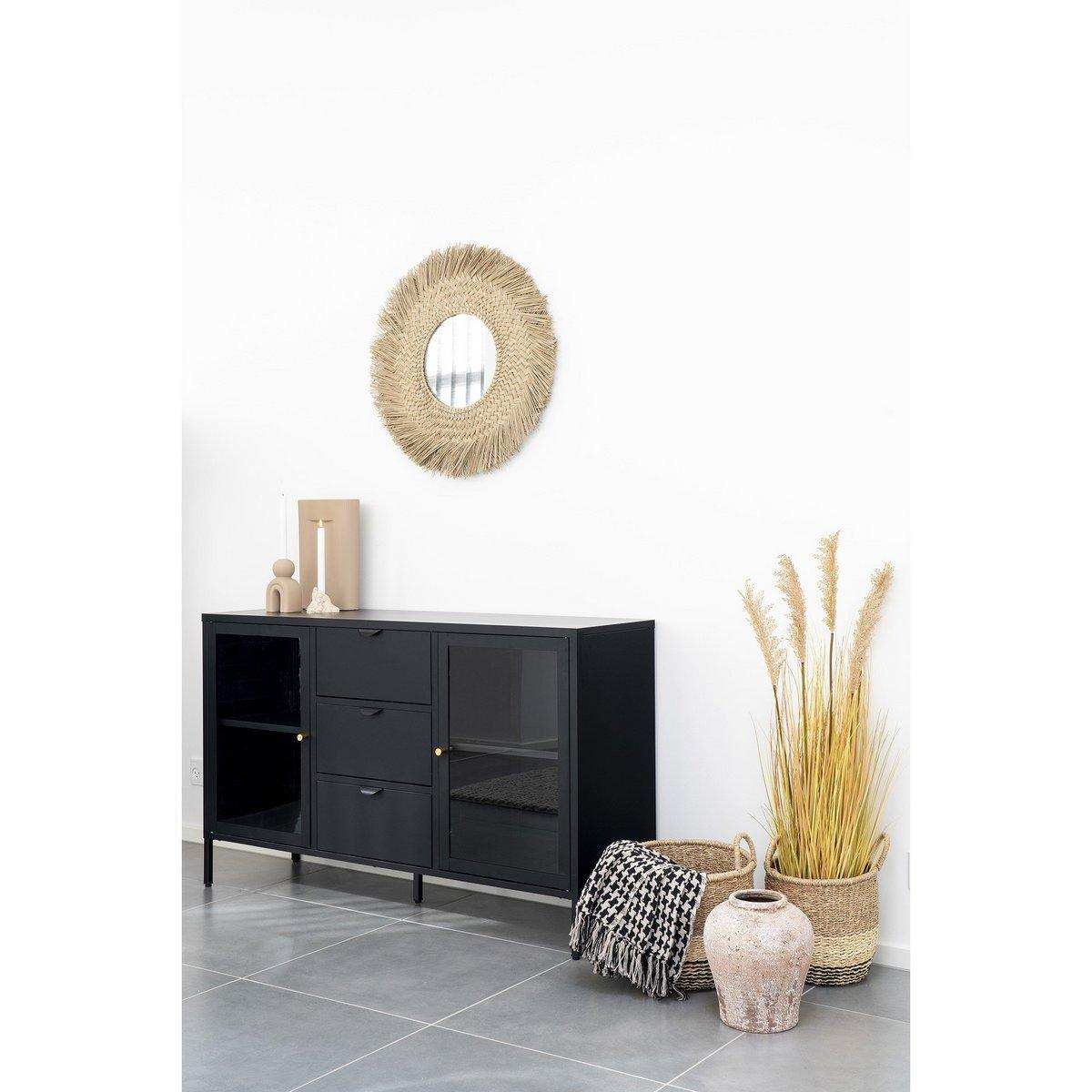 Seitenplaid - Plaid, schwarz/beige, 130x180 cm - HomeDesign Knaus