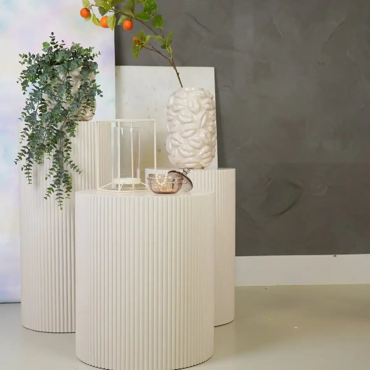 Seitentisch / Säule Zylinder - MDF - Sand - 30x54 cm - HomeDesign Knaus
