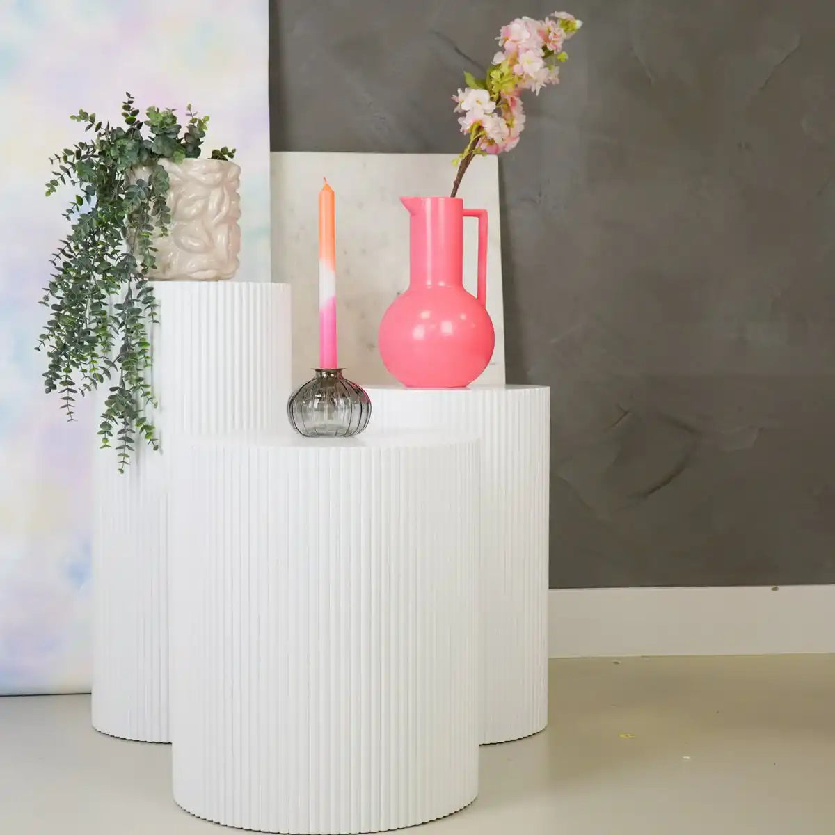 Seitentisch / Säule Zylinder - MDF - Weiß - 30x54 cm - HomeDesign Knaus