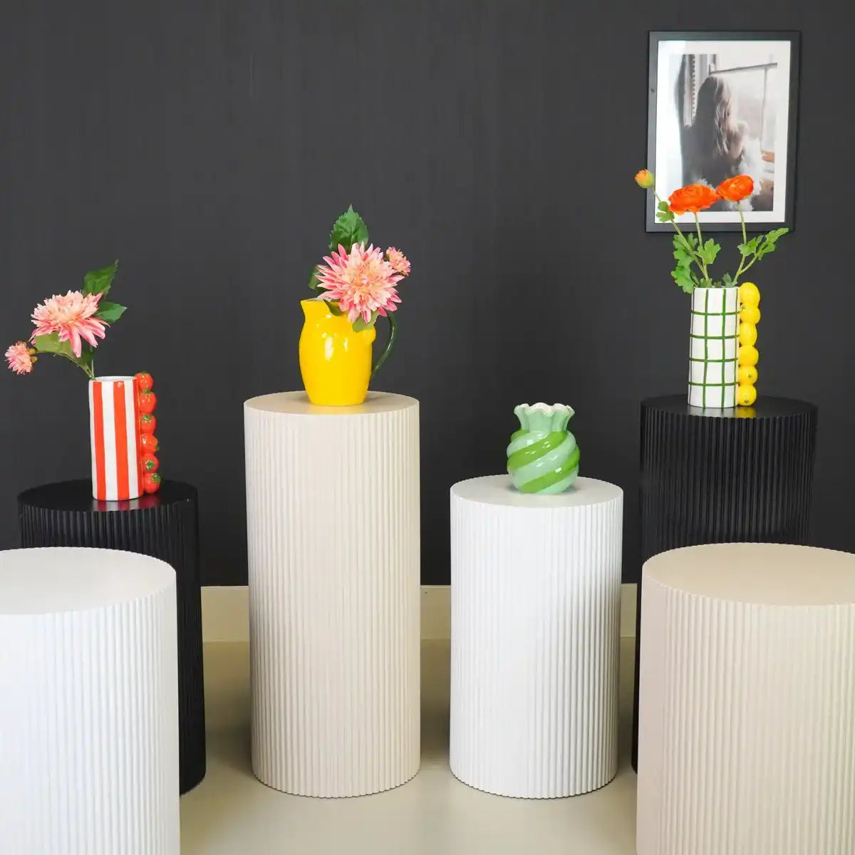 Seitentisch / Säule Zylinder - MDF - Weiß - 30x54 cm - HomeDesign Knaus