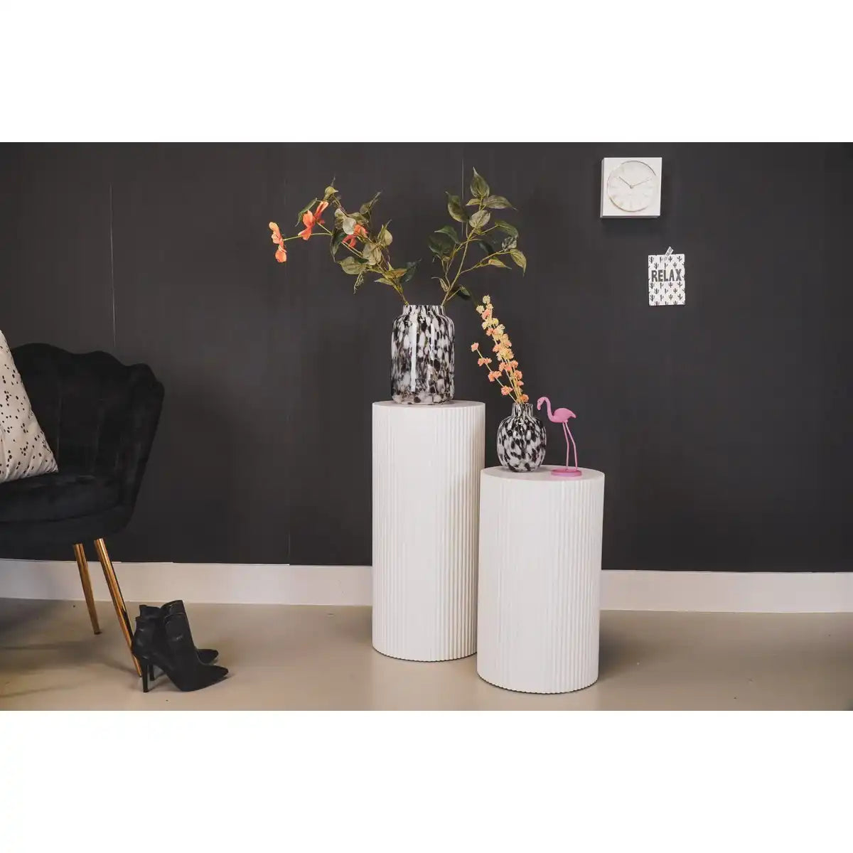 Seitentisch / Säule Zylinder - MDF - Weiß - 30x54 cm - HomeDesign Knaus