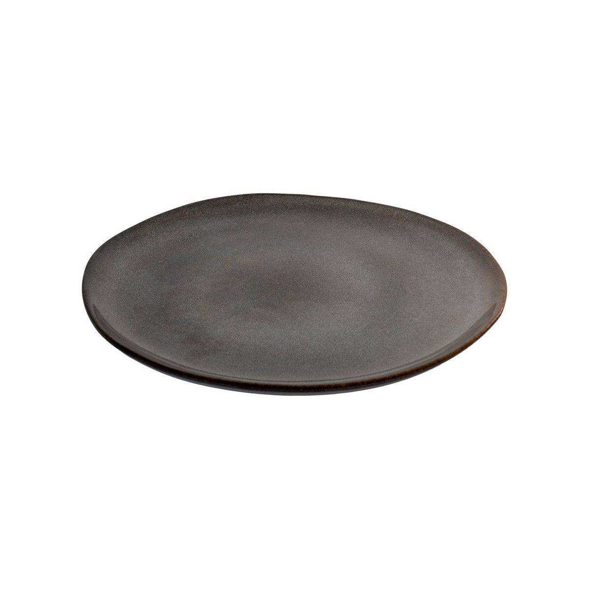 Selma Lunch Plate - Lunchteller, Keramik, grau/braun, ø21 cm, 4er-Set - HomeDesign Knaus
