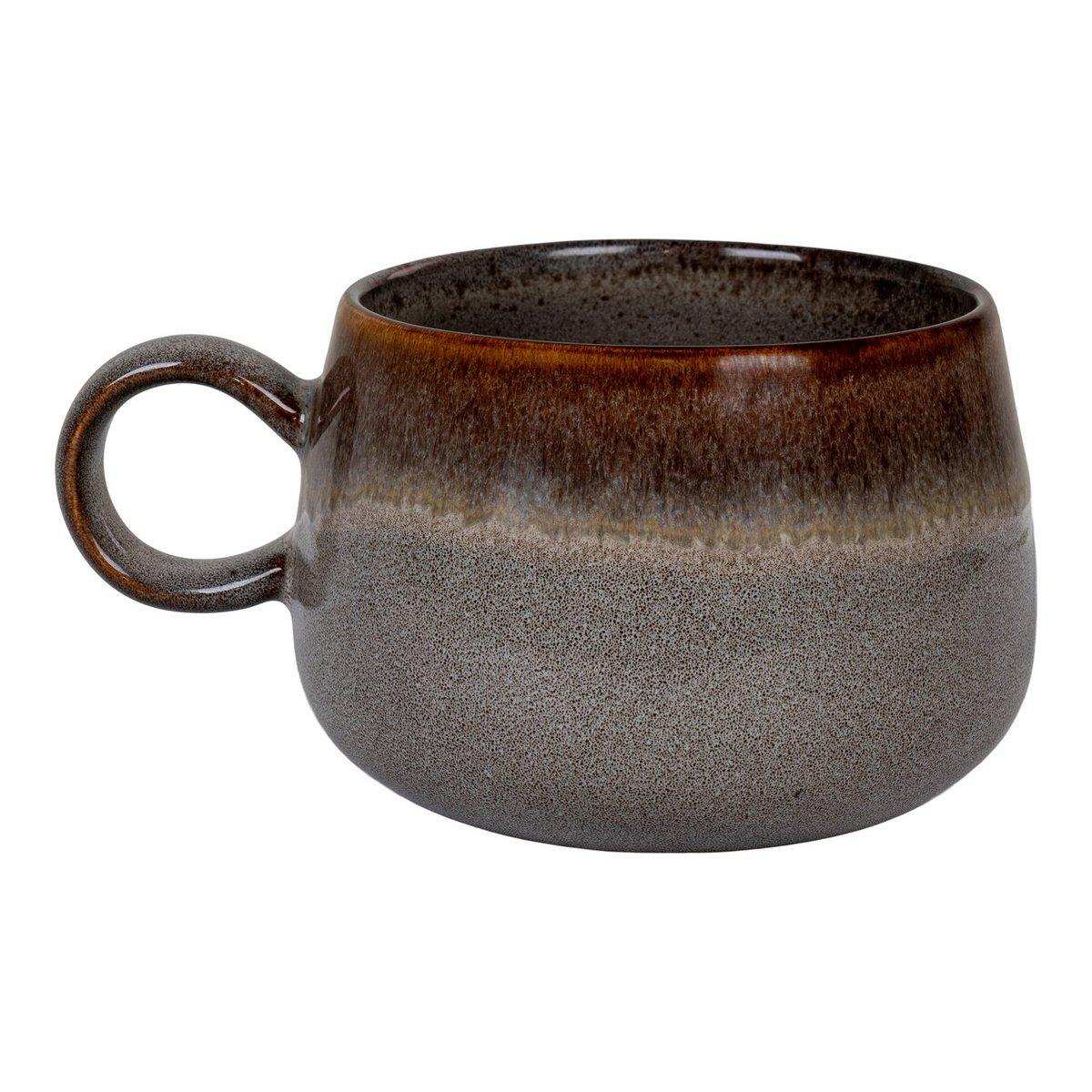 Selma Mug - Tasse, Keramik, grau/braun, ø10x7,5 cm, 4er-Set - HomeDesign Knaus