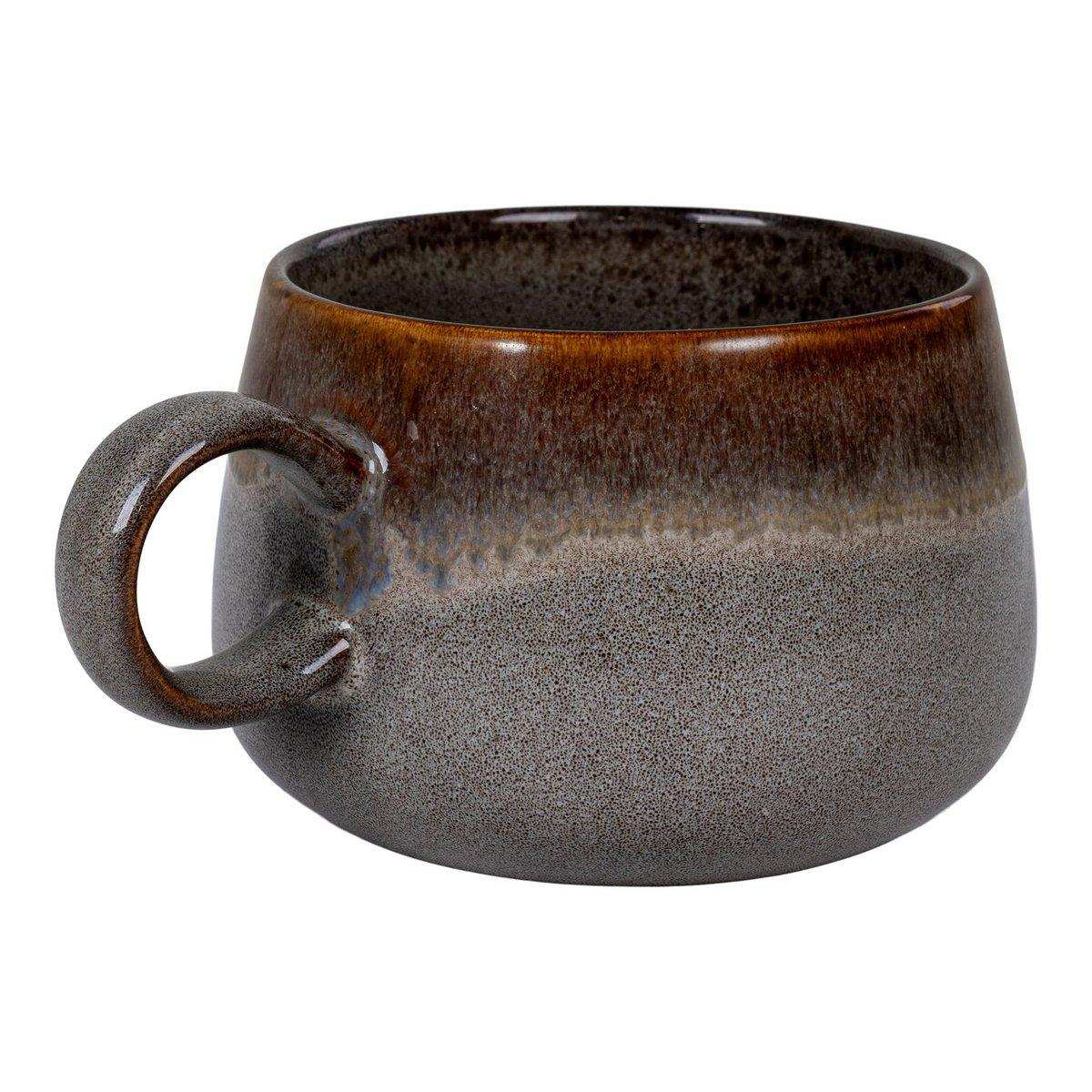 Selma Mug - Tasse, Keramik, grau/braun, ø10x7,5 cm, 4er-Set - HomeDesign Knaus