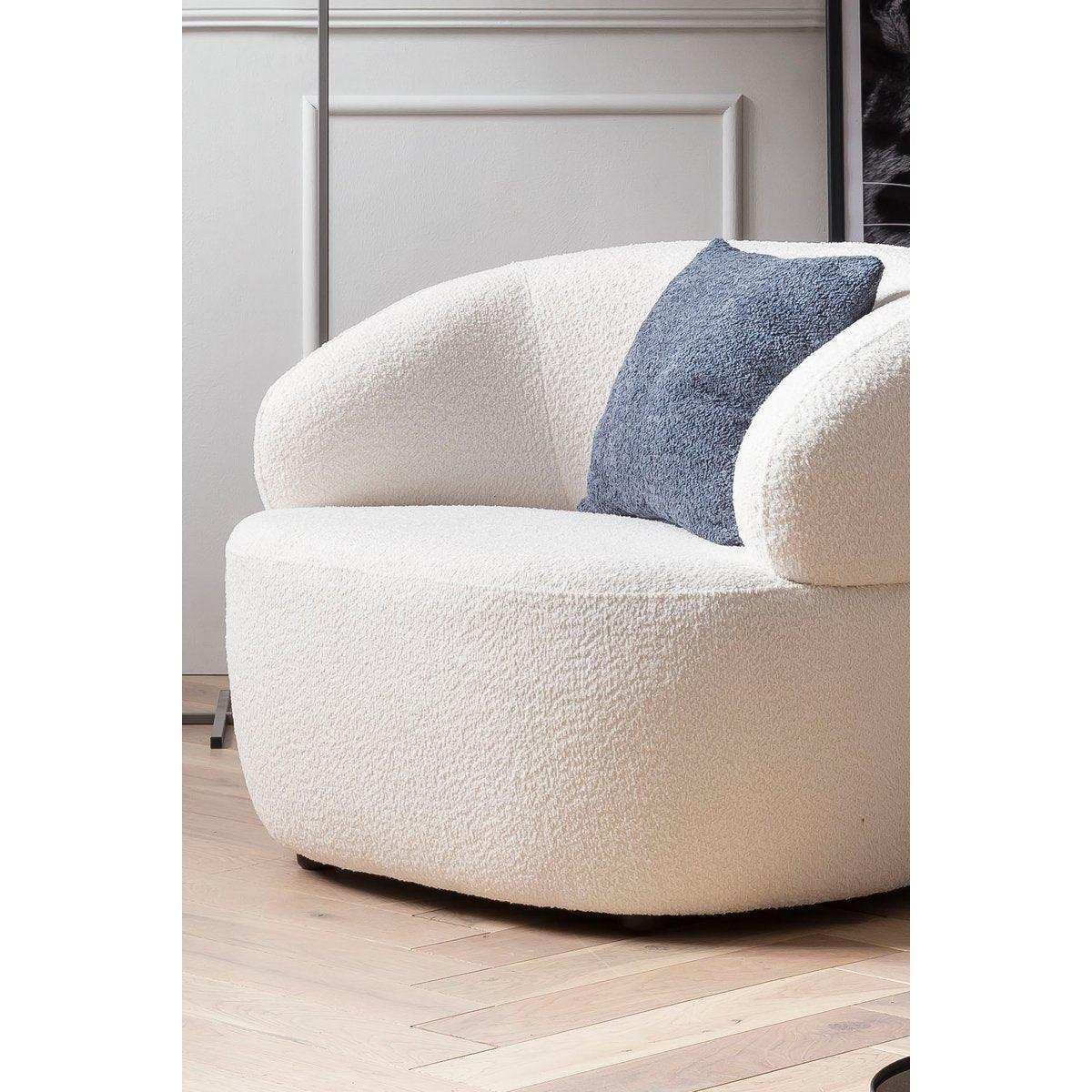 Sessel Bouclé Stoff Weiß - HomeDesign Knaus