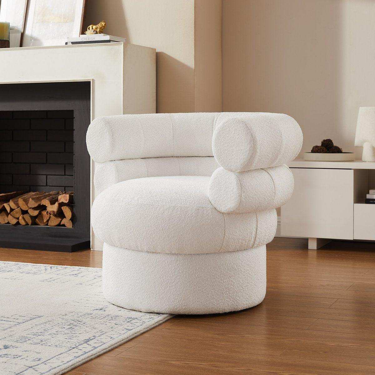 Sessel Boucléstoff Weiß - HomeDesign Knaus