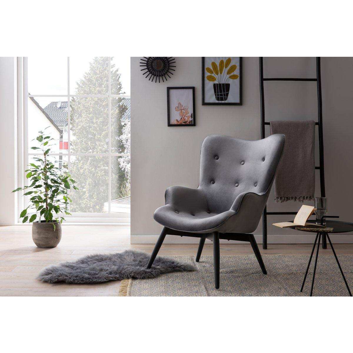 Sessel Grau Samt - HomeDesign Knaus
