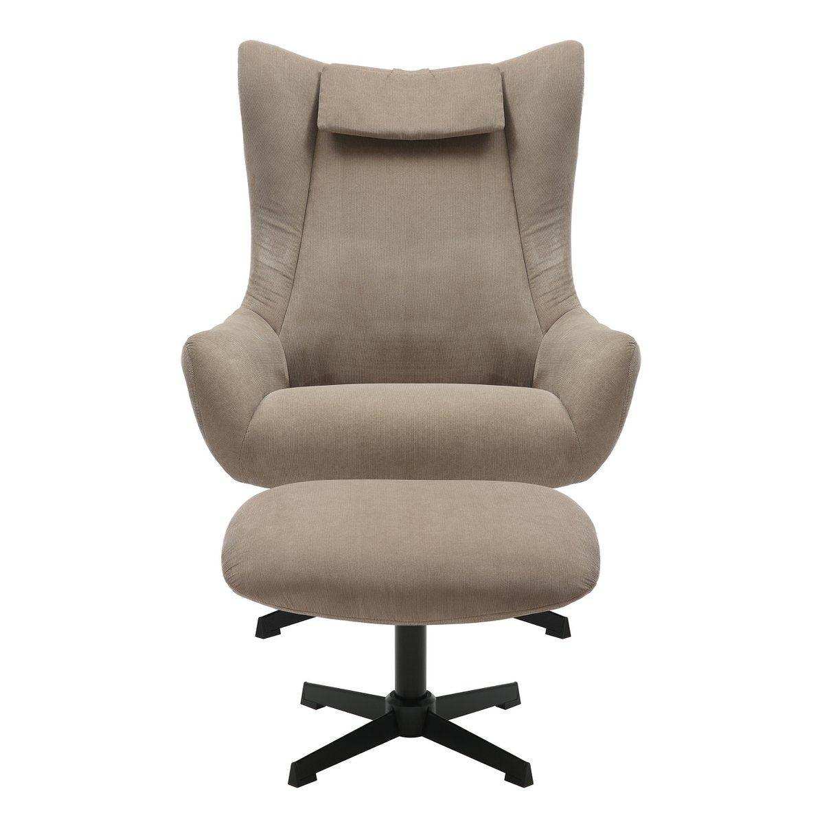 Sessel und Hocker Cordoptik Braun - HomeDesign Knaus
