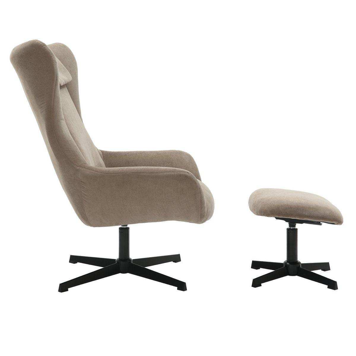Sessel und Hocker Cordoptik Braun - HomeDesign Knaus