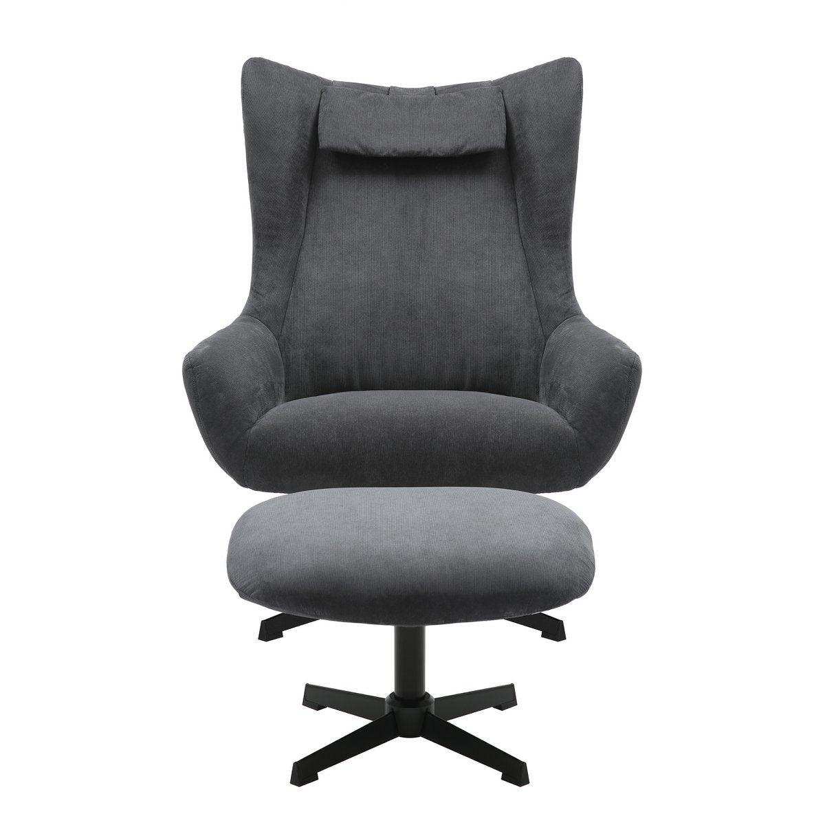 Sessel und Hocker Cordoptik Grau - HomeDesign Knaus
