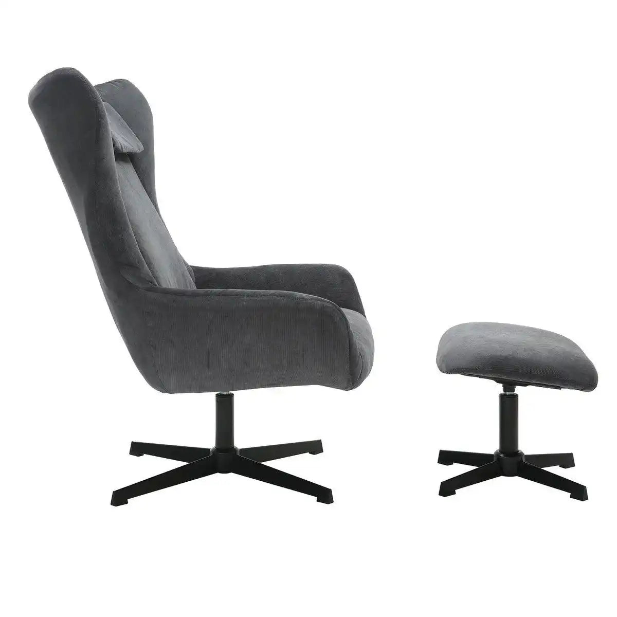 Sessel und Hocker Cordoptik Grau - HomeDesign Knaus