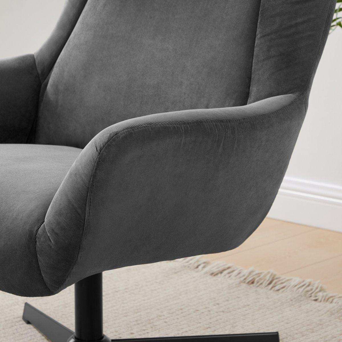 Sessel und Hocker Cordoptik Grau - HomeDesign Knaus