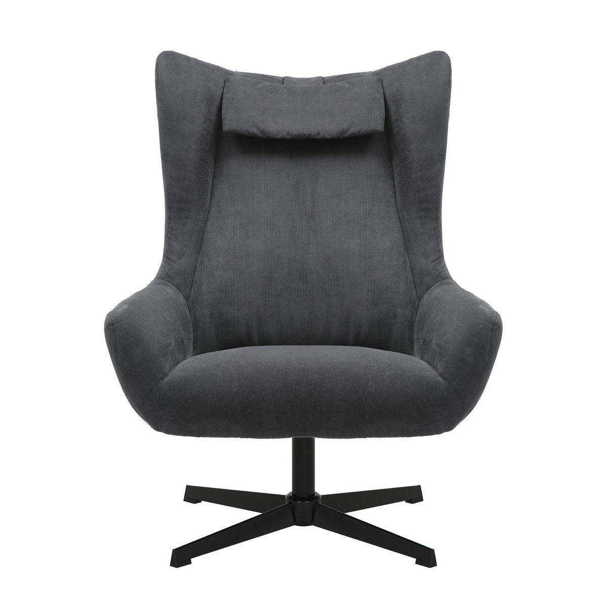 Sessel und Hocker Cordoptik Grau - HomeDesign Knaus