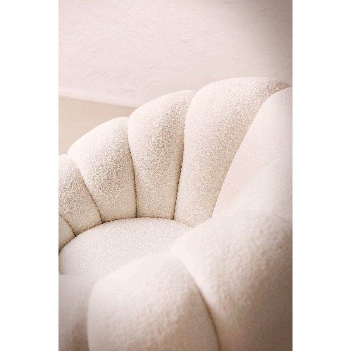Sessel und Hocker Set aus Teddyfell Weiß - HomeDesign Knaus
