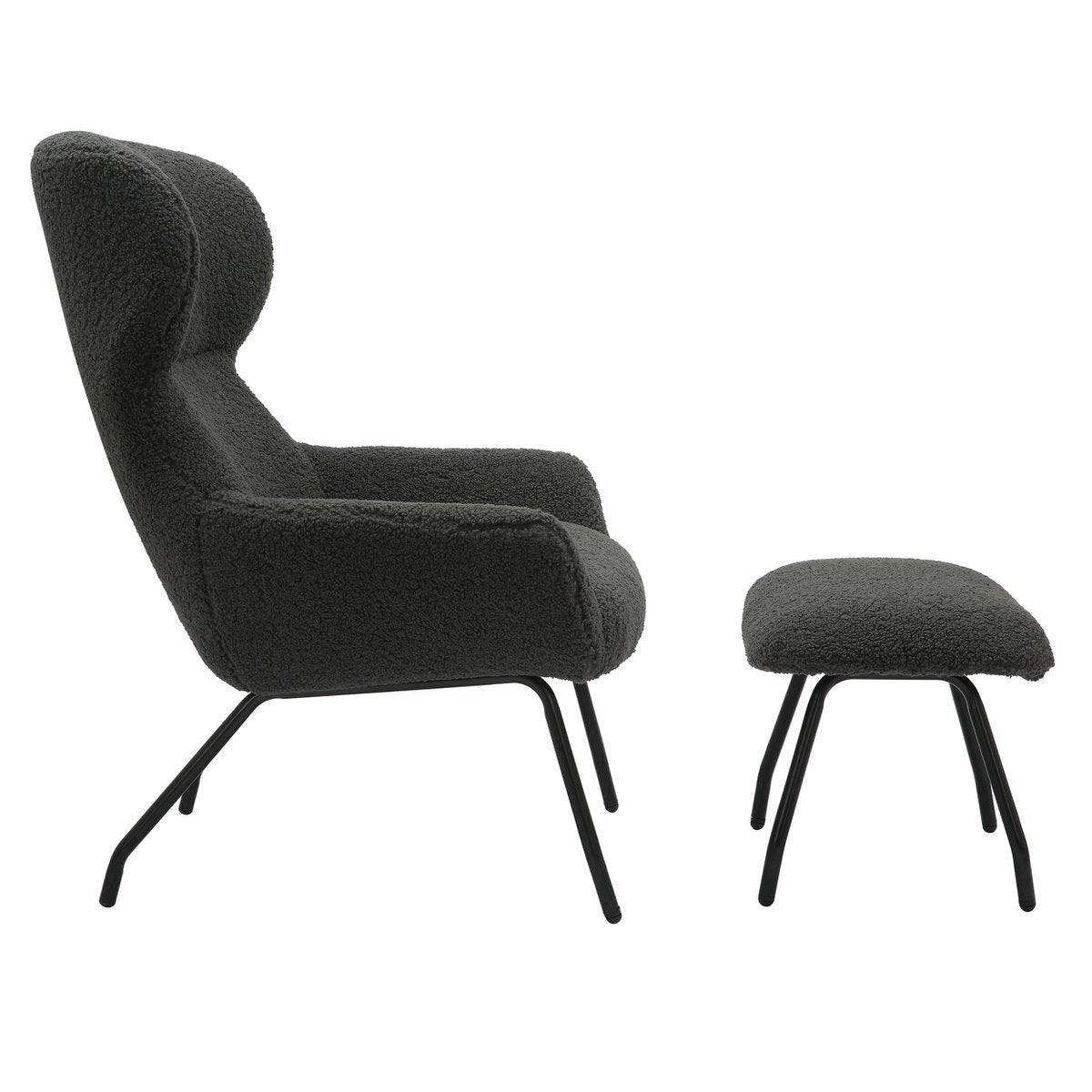 Sessel und Hocker Set Teddyfell Anthrazit - HomeDesign Knaus