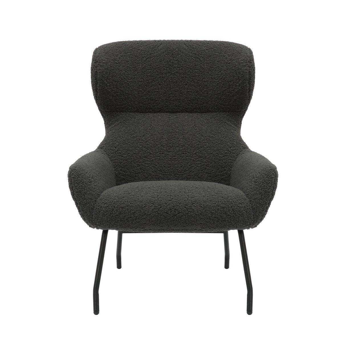 Sessel und Hocker Set Teddyfell Anthrazit - HomeDesign Knaus