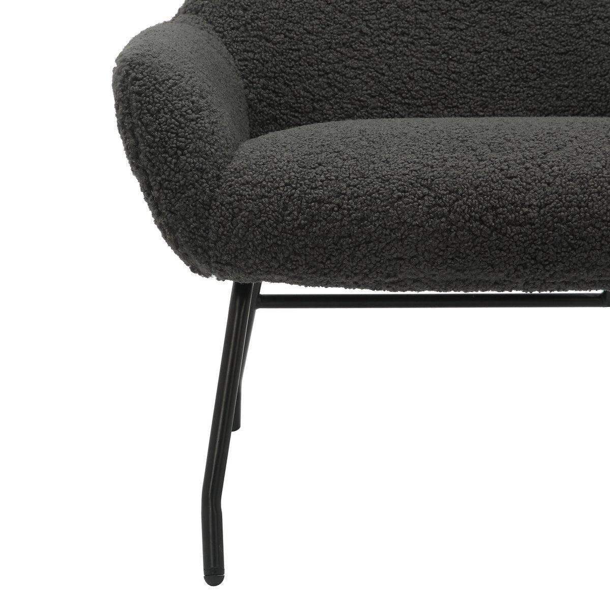 Sessel und Hocker Set Teddyfell Anthrazit - HomeDesign Knaus