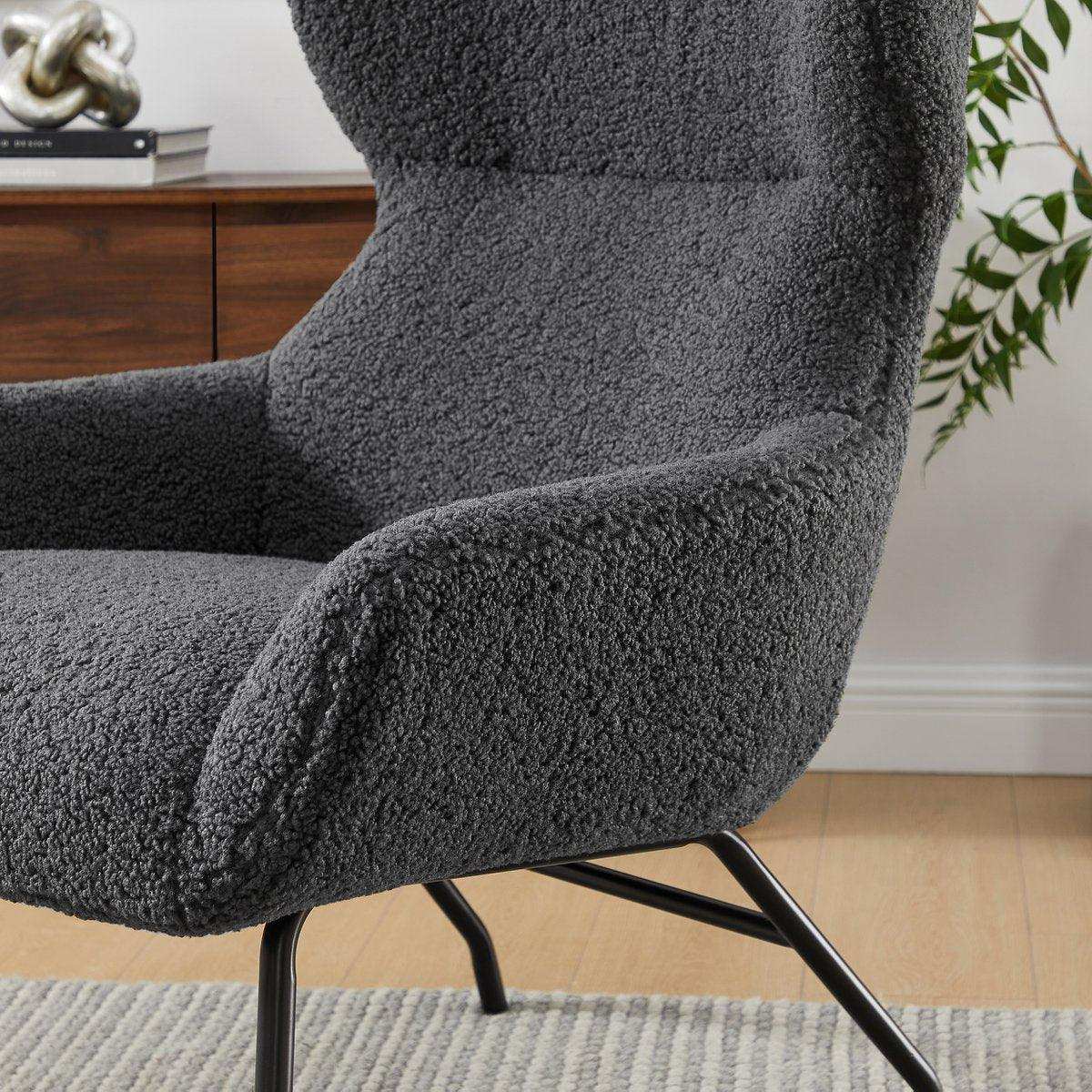 Sessel und Hocker Set Teddyfell Anthrazit - HomeDesign Knaus