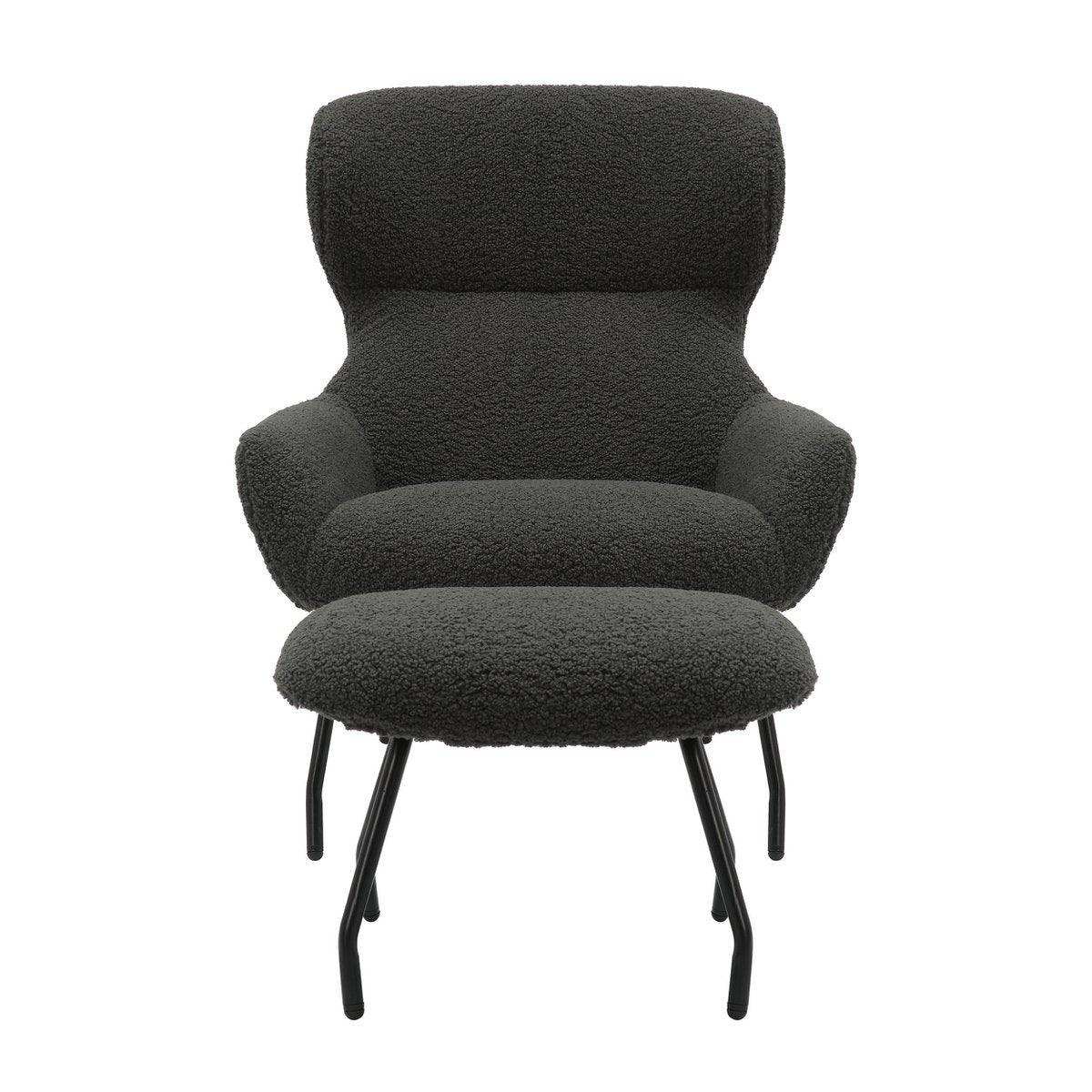 Sessel und Hocker Set Teddyfell Anthrazit - HomeDesign Knaus