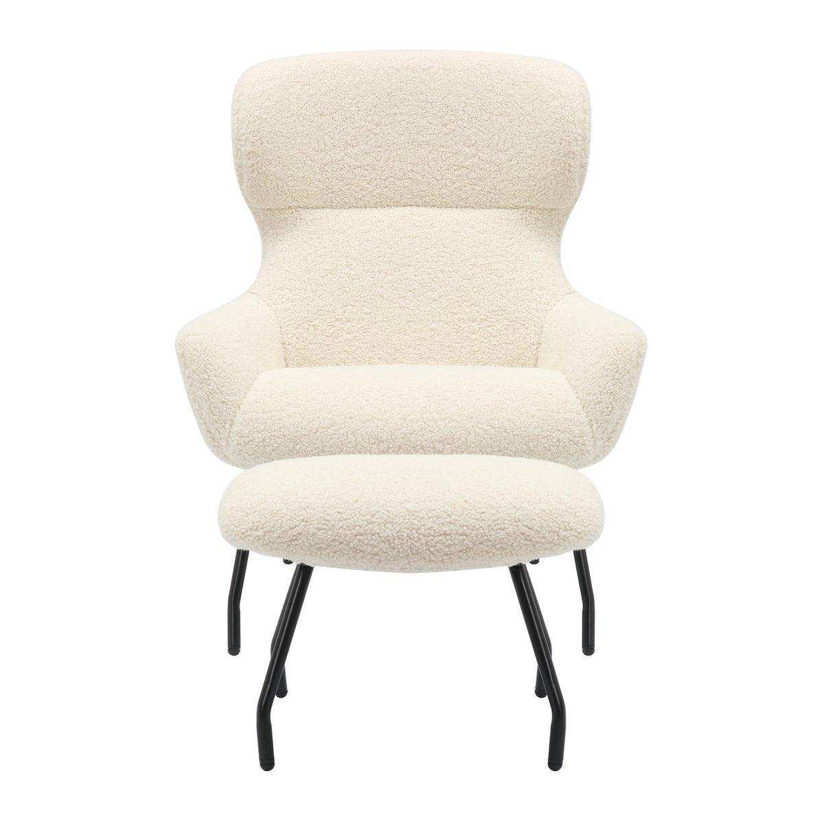 Sessel und Hocker Set Teddyfell Beige - HomeDesign Knaus