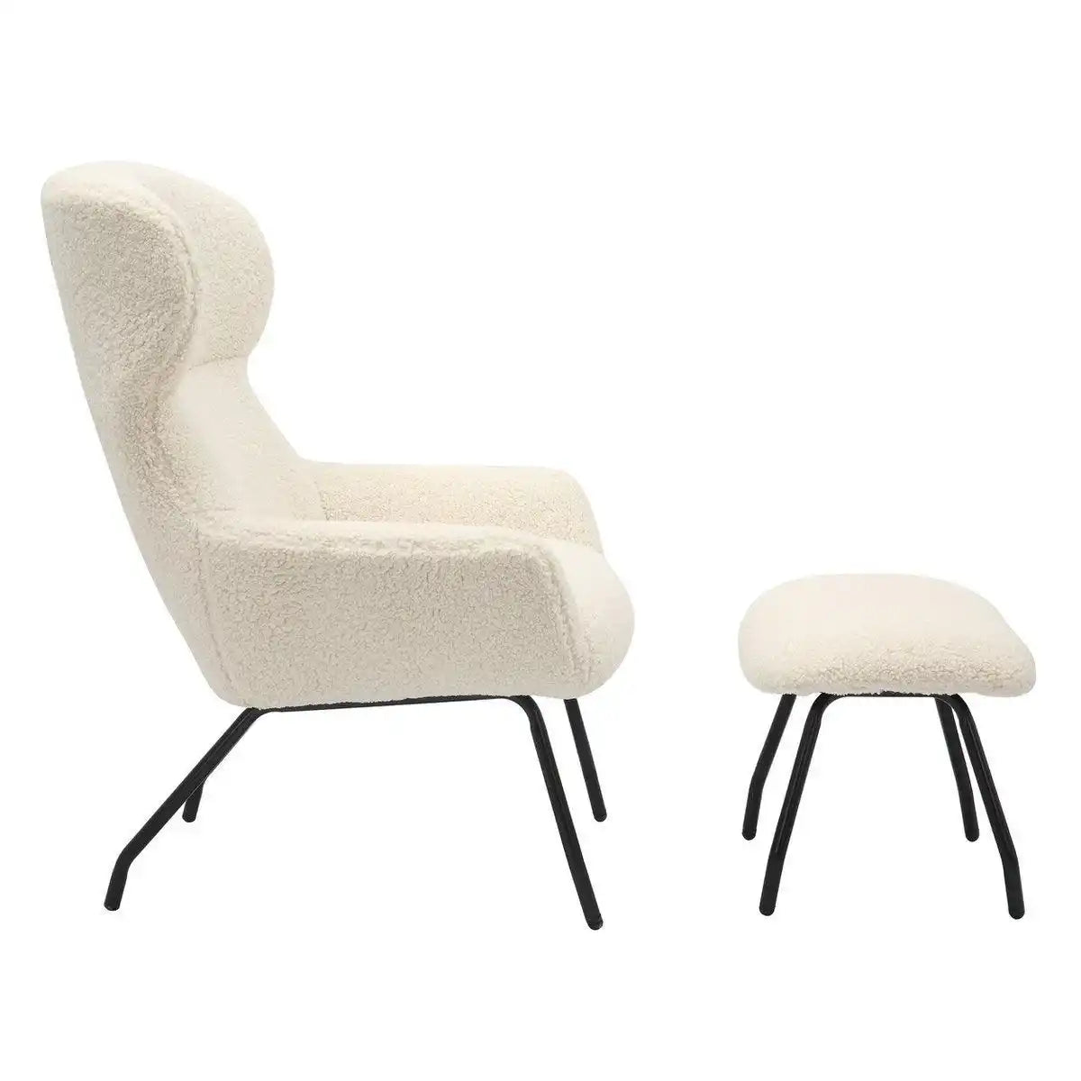 Sessel und Hocker Set Teddyfell Beige - HomeDesign Knaus