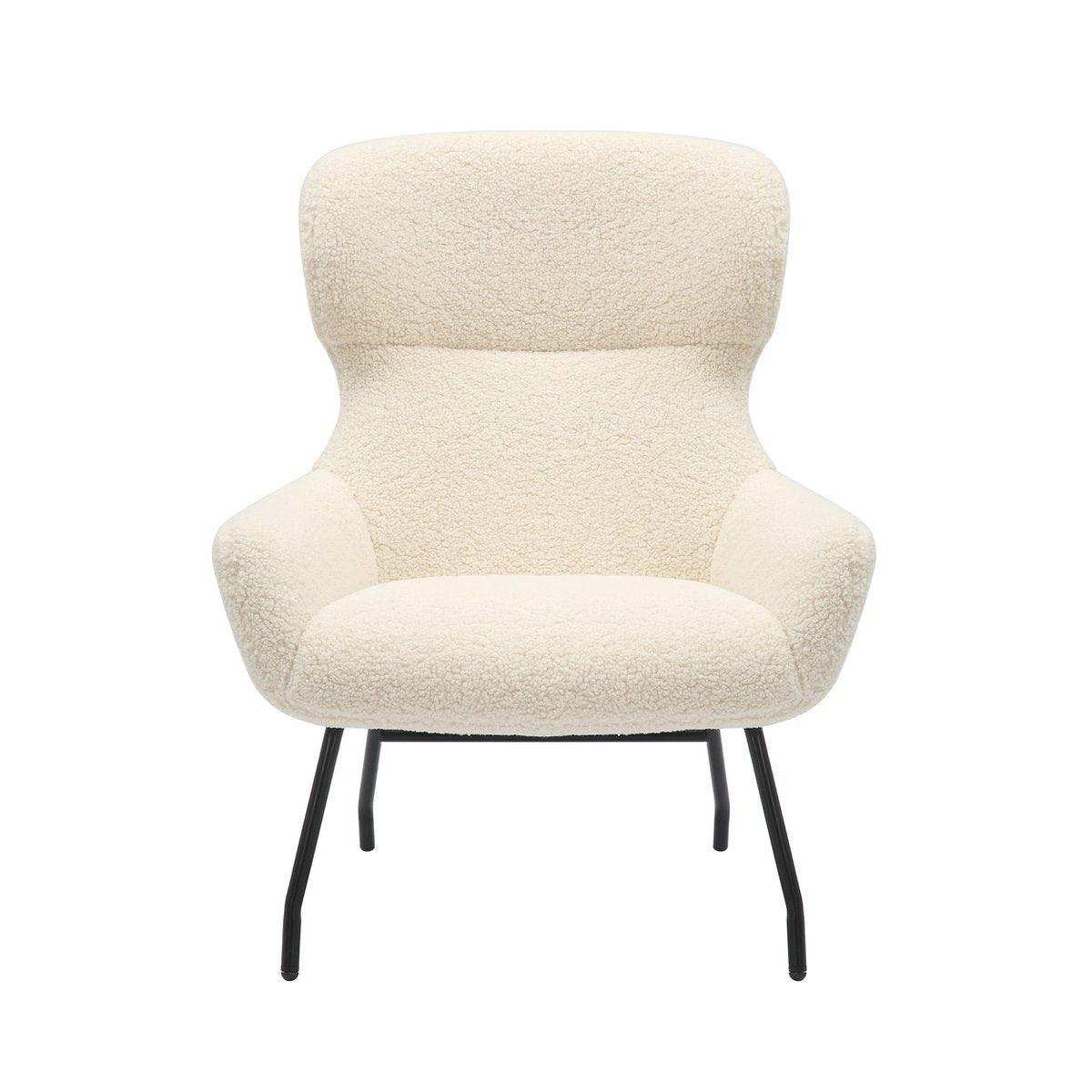 Sessel und Hocker Set Teddyfell Beige - HomeDesign Knaus