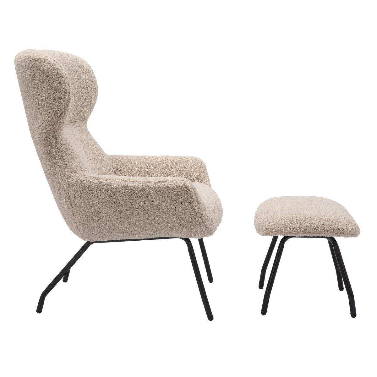 Sessel und Hocker Set Teddyfell Taupe - HomeDesign Knaus