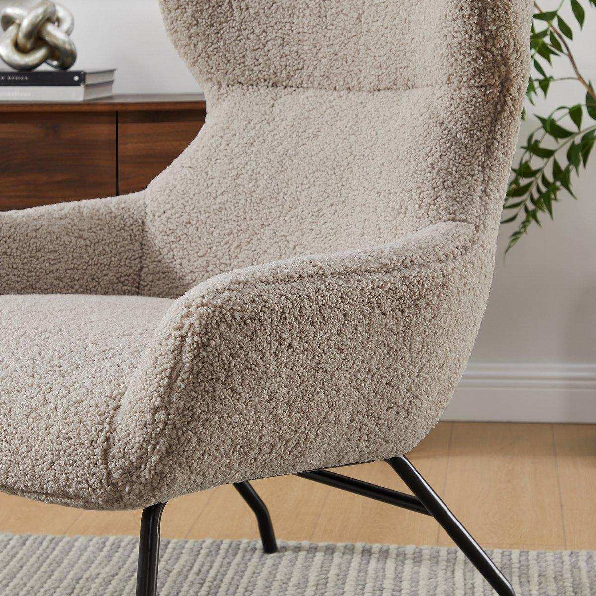 Sessel und Hocker Set Teddyfell Taupe - HomeDesign Knaus